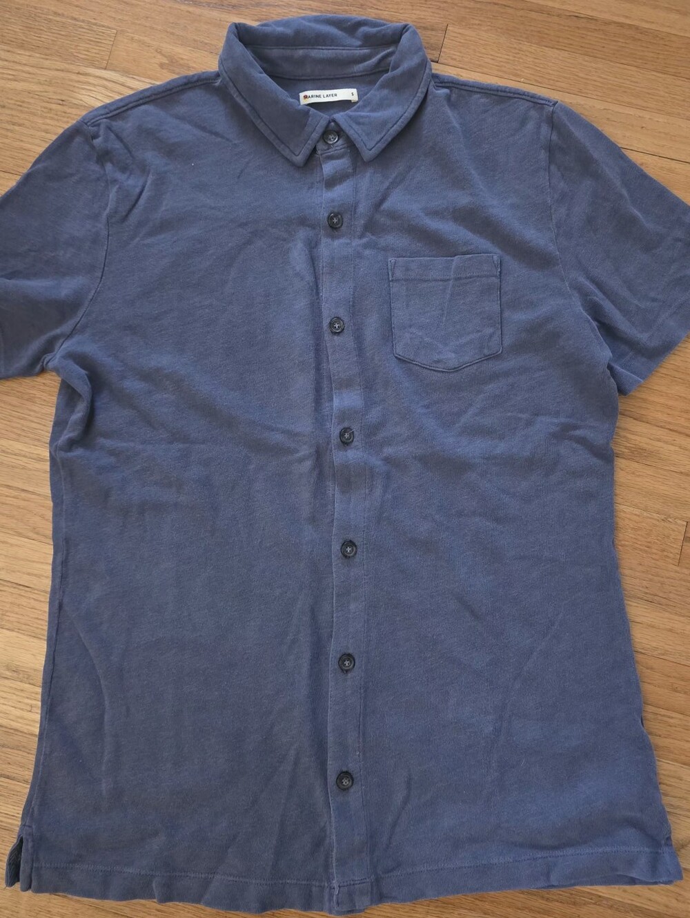 Marine Layer Size S Brioni Blue Short-Sleeve Button-Down Pocket Shirt